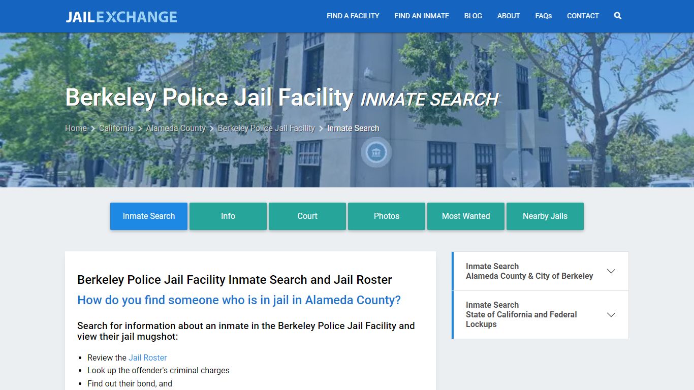 Berkeley Police Jail Facility Inmate Search - Jail Exchange